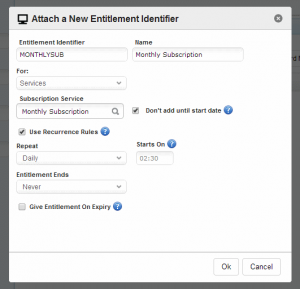 Creating a new entitlement identifier
