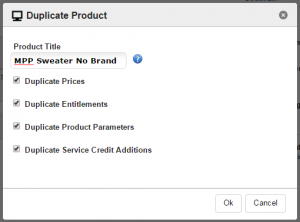 The Duplicate Product window.
