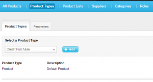 The Product Type Screen