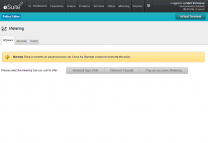 The opening Metering screen